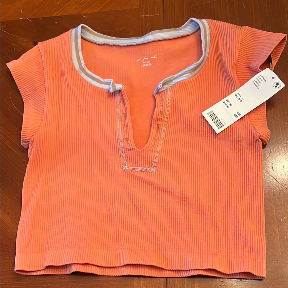 Orange Ribbed Crop Top